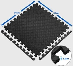 SWILIX ® Puzzelmat - 48 Stuks - 237 X180 X 1.2 (48 X 31x 31cm) - 4,26 M² Zachte Vloermat - Zwart -Fitnessapparatuur Serie Winkel 1200x1098 3