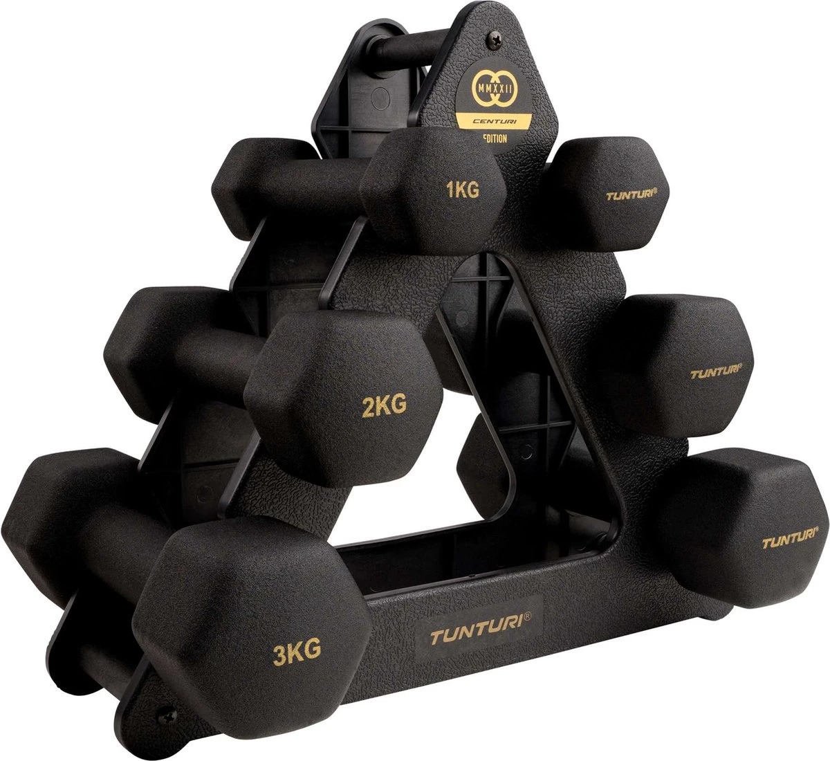 Tunturi Gewichten Centuri - Halterset - Dumbbell Set - Neopreen Dummbbells - 1 t/m 3kg - 3 Paar - Incl. gratis fitness app Tunturi Gewichten Centuri - Halterset - Dumbbell Set - Neopreen Dummbbells - 1 T/m 3kg - 3 Paar - Incl. Gratis Fitness App -Fitnessapparatuur Serie Winkel 1200x1100 3