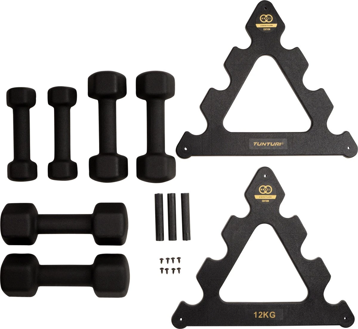 Tunturi Gewichten Centuri - Halterset - Dumbbell Set - Neopreen Dummbbells - 1 t/m 3kg - 3 Paar - Incl. gratis fitness app Tunturi Gewichten Centuri - Halterset - Dumbbell Set - Neopreen Dummbbells - 1 T/m 3kg - 3 Paar - Incl. Gratis Fitness App -Fitnessapparatuur Serie Winkel 1200x1104 5