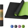 Eco Yoga Mat - Inclusief Draagriem - Anti Slip - Extra Dik (6 Mm) - 183 X 61 X 0,6 Cm - Zwart/Groen - Diverse Kleuren