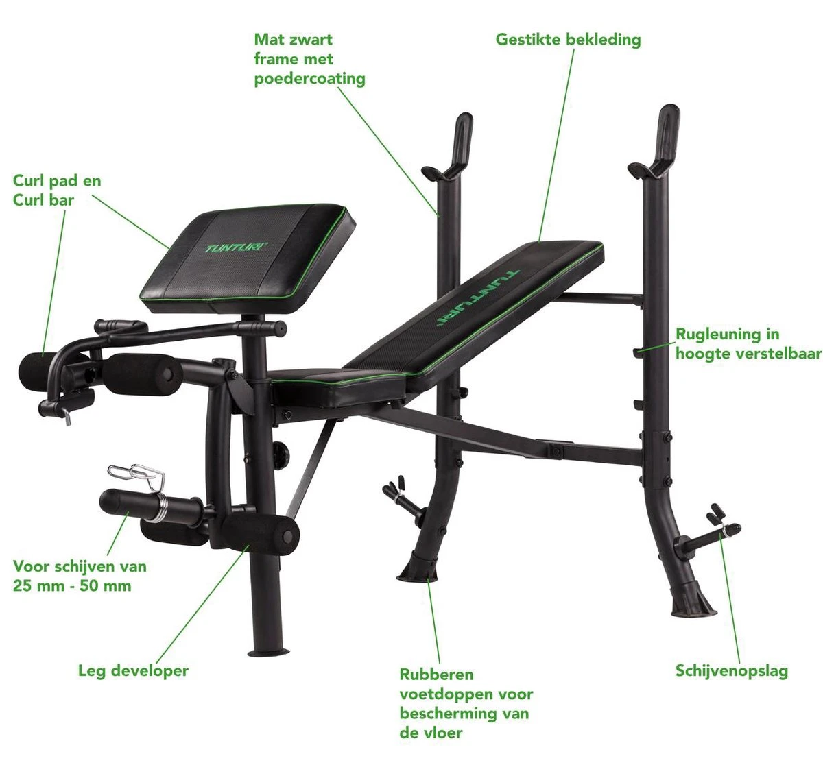 Tunturi WB40 Halterbank - Fitnessbank - Trainingsbank - Bankdrukbank - Thuis sporten - Leg extension - Bicep curls - Incl. gratis fitness app Tunturi WB40 Halterbank - Fitnessbank - Trainingsbank - Bankdrukbank - Thuis Sporten - Leg Extension - Bicep Curls - Incl. Gratis Fitness App -Fitnessapparatuur Serie Winkel 1200x1116 4