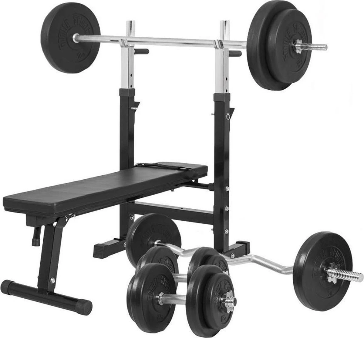 Gorilla Sports Halterbank zwart met 100 kg halterset - Fitnessbank - Verstelbaar - Halterstang met gewichten - Kunststof Gorilla Sports Halterbank Zwart Met 100 Kg Halterset - Fitnessbank - Verstelbaar - Halterstang Met Gewichten - Kunststof -Fitnessapparatuur Serie Winkel 1200x1116 6