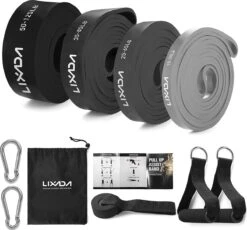 URBANKR8 – Professionele Fitnessbanden 4 Stuks Weerstandsbanden – GRIJS/ZWART UITVOERING - Elastische 100% Natuurlijk Latex