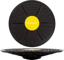 ScSports Balansplateau - Balansbord - Evenwichtsbord - Balans Bord - Ø Ca. 35.5 Cm - 5 Cm Hoog - Zwart-Geel
