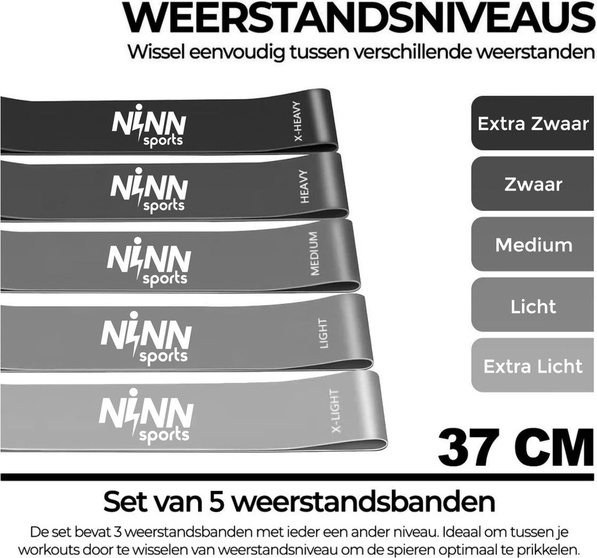 NINN Sports - Premium Weerstandsbanden van hoge kwaliteit Grijs - Set van 5 Resistance Banden - Fitness elastiek - Inclusief eBook NINN Sports - Premium Weerstandsbanden Van Hoge Kwaliteit Grijs - Set Van 5 Resistance Banden - Fitness Elastiek - Inclusief EBook -Fitnessapparatuur Serie Winkel 1200x1121 6