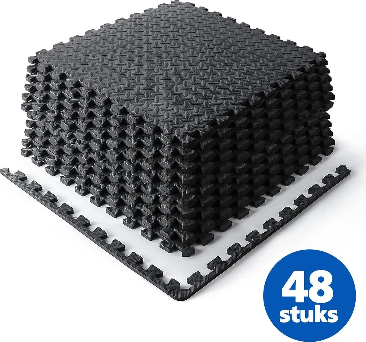 SWILIX ® Puzzelmat - 48 Stuks - 237 X180 X 1.2 (48 X 31x 31cm) - 4,26 M² Zachte Vloermat - Zwart
