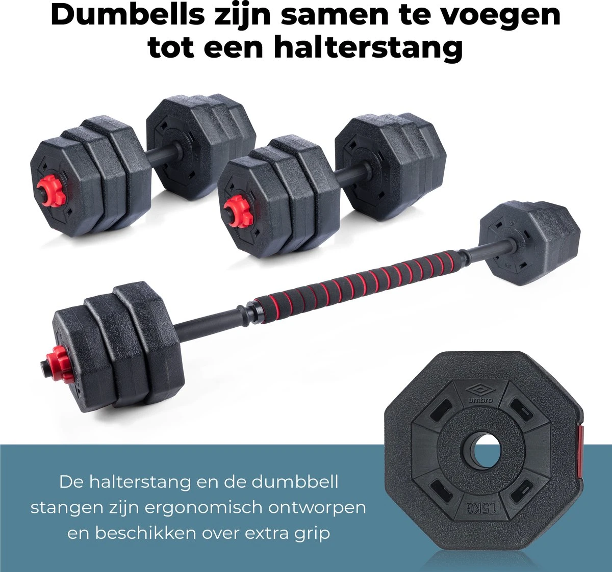 Umbro Halterset - 20 KG - Verstelbare Dumbells en Barbell - Gewichten van 1.25 KG, 1.5KG en 2KG - Kunststof Umbro Halterset - 20 KG - Verstelbare Dumbells En Barbell - Gewichten Van 1.25 KG, 1.5KG En 2KG - Kunststof -Fitnessapparatuur Serie Winkel 1200x1122 4