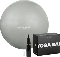 Rockerz Fitness® - Yoga Bal Inclusief Pomp - Pilates Bal - Fitness Bal - Zwangerschapsbal - Goede Houding Bij Het Thuiswerken - 75 Cm - Kleur: Grijs