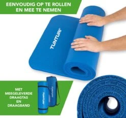 Tunturi Fitnessmat Met Draagtas - Yogamat - Sportmat Gemaakt Van Zacht NBR Materiaal - 180 X 60 X 1,5cm - Blauw - Incl. Gratis Fitness App -Fitnessapparatuur Serie Winkel 1200x1131 7