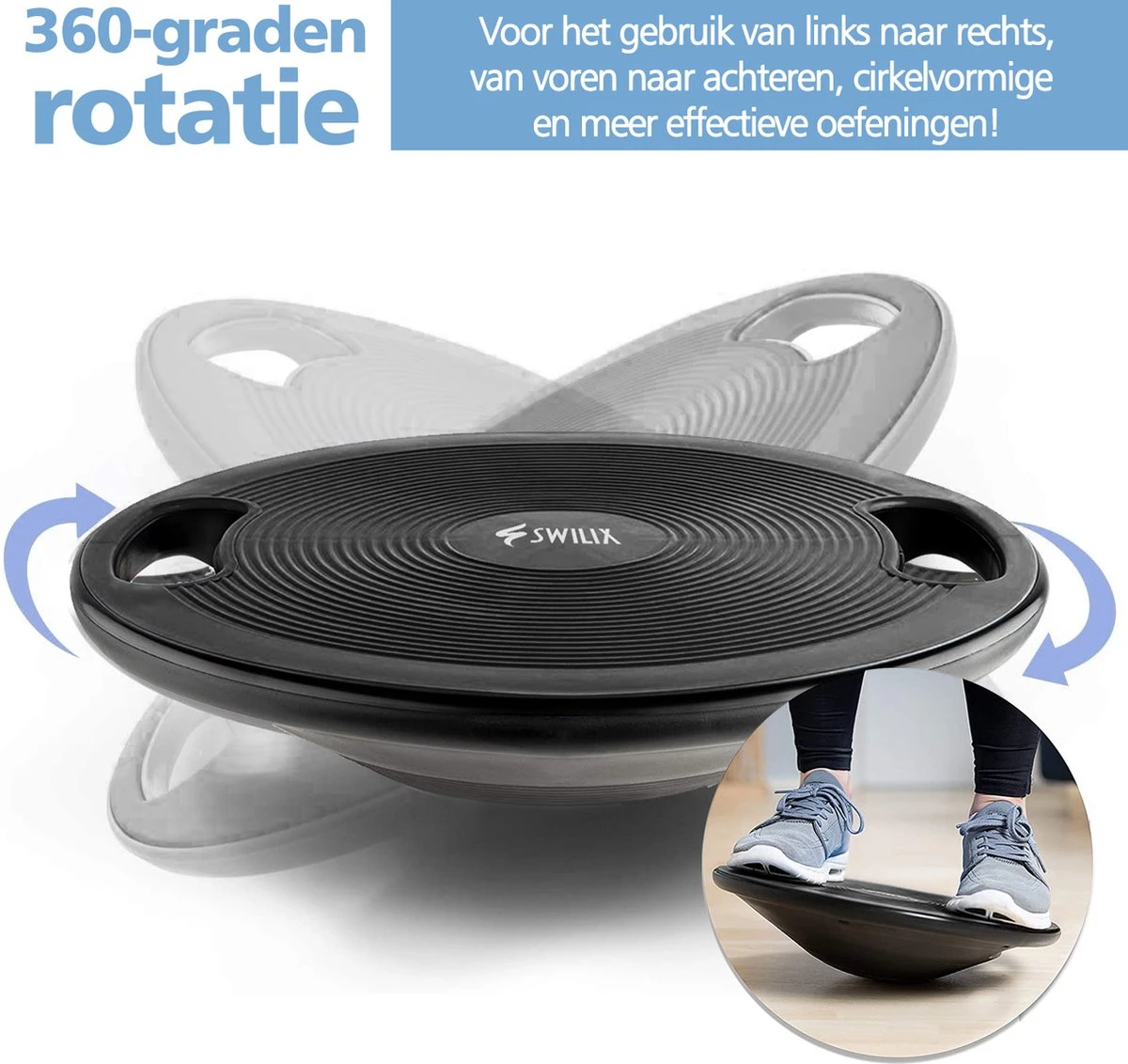 Swilix ® Balance Board - Balansbord Ø40 cm - Balanstrainer met 2 Handgrepen - Zwart Swilix ® Balance Board - Balansbord Ø40 Cm - Balanstrainer Met 2 Handgrepen - Zwart -Fitnessapparatuur Serie Winkel 1200x1132 3