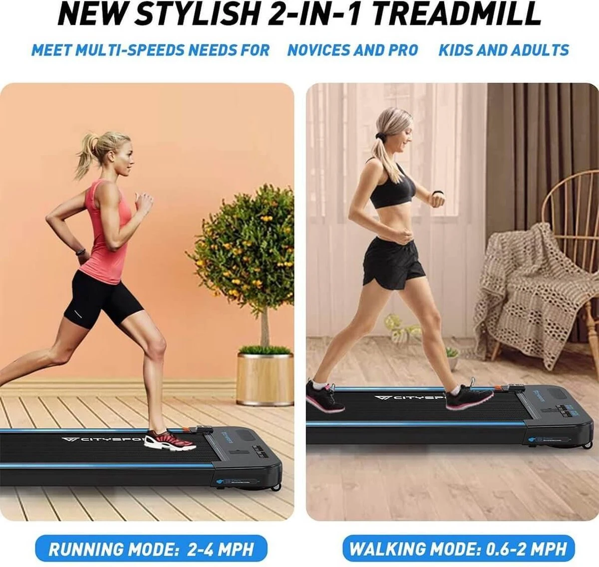 CITYSPORTS Loopband voor thuis/kantoor, 440 W motor, slank en stil, lcd-scherm en teller, ingebouwde Bluetooth-luidspreker Merkloos CITYSPORTS Loopband Voor Thuis/kantoor, 440 W Motor, Slank En Stil, Lcd-scherm En Teller, Ingebouwde Bluetooth-luidspreker -Fitnessapparatuur Serie Winkel