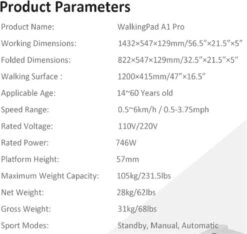 WalkingPad A1 PRO 746W Inklapbaar Elektrisch Loopband Fitness Walking Pad-0.5~6km/h -Automatische Snelheidsregeling Workout App-met LED Scherm/Afstandsbediening/Wiel-voor Thuis En Kantoor -Fitnessapparatuur Serie Winkel 1200x1138 1