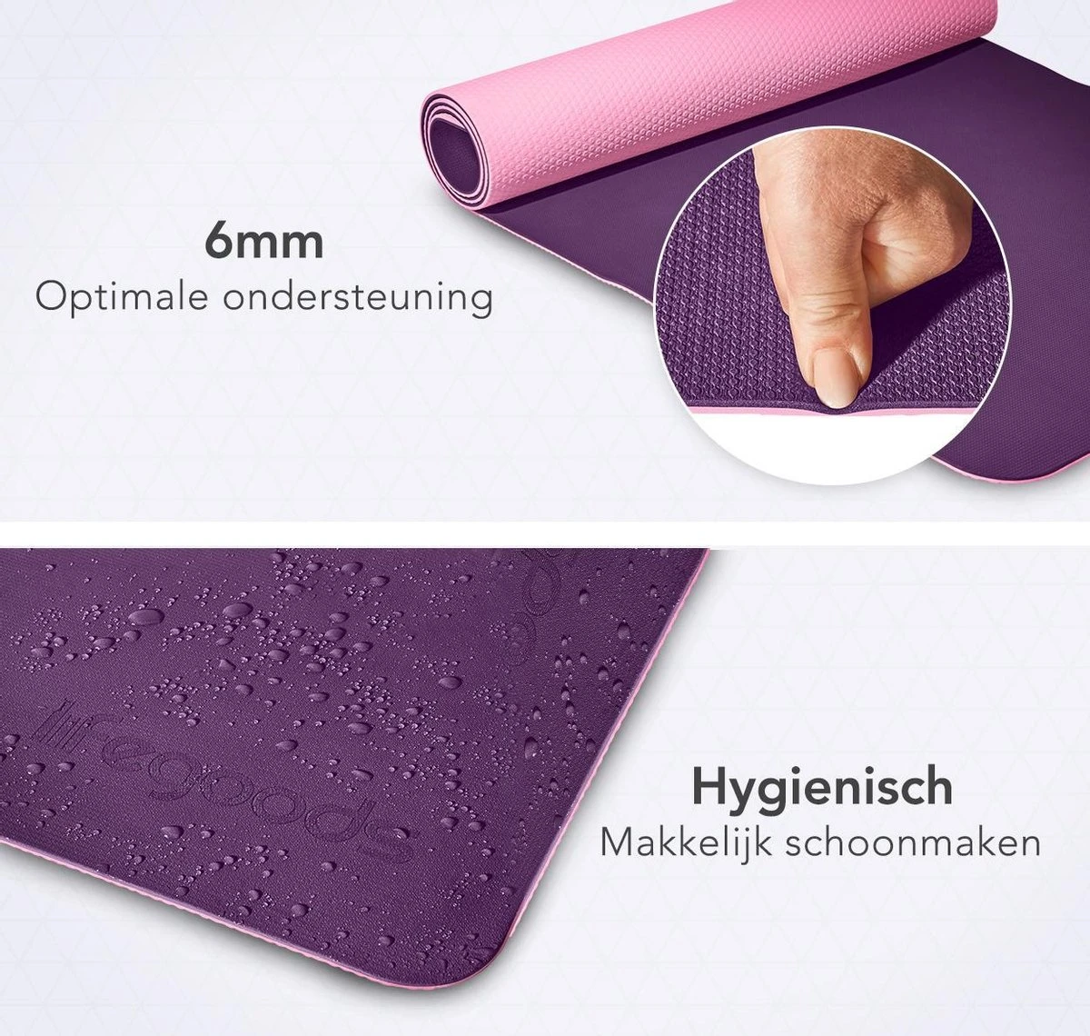 LifeGoods Yogamat - 61x183x0,6cm - Draagriem - Extra Dik - Roze/Paars LifeGoods Yogamat - 61x183x0,6cm - Draagriem - Extra Dik - Roze/Paars -Fitnessapparatuur Serie Winkel 1200x1140 2