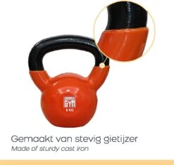 Orange Gym, Vinyl Kettlebell – 12KG, Russische Kettlebell, Neoprene Coating -Fitnessapparatuur Serie Winkel 1200x1140 8