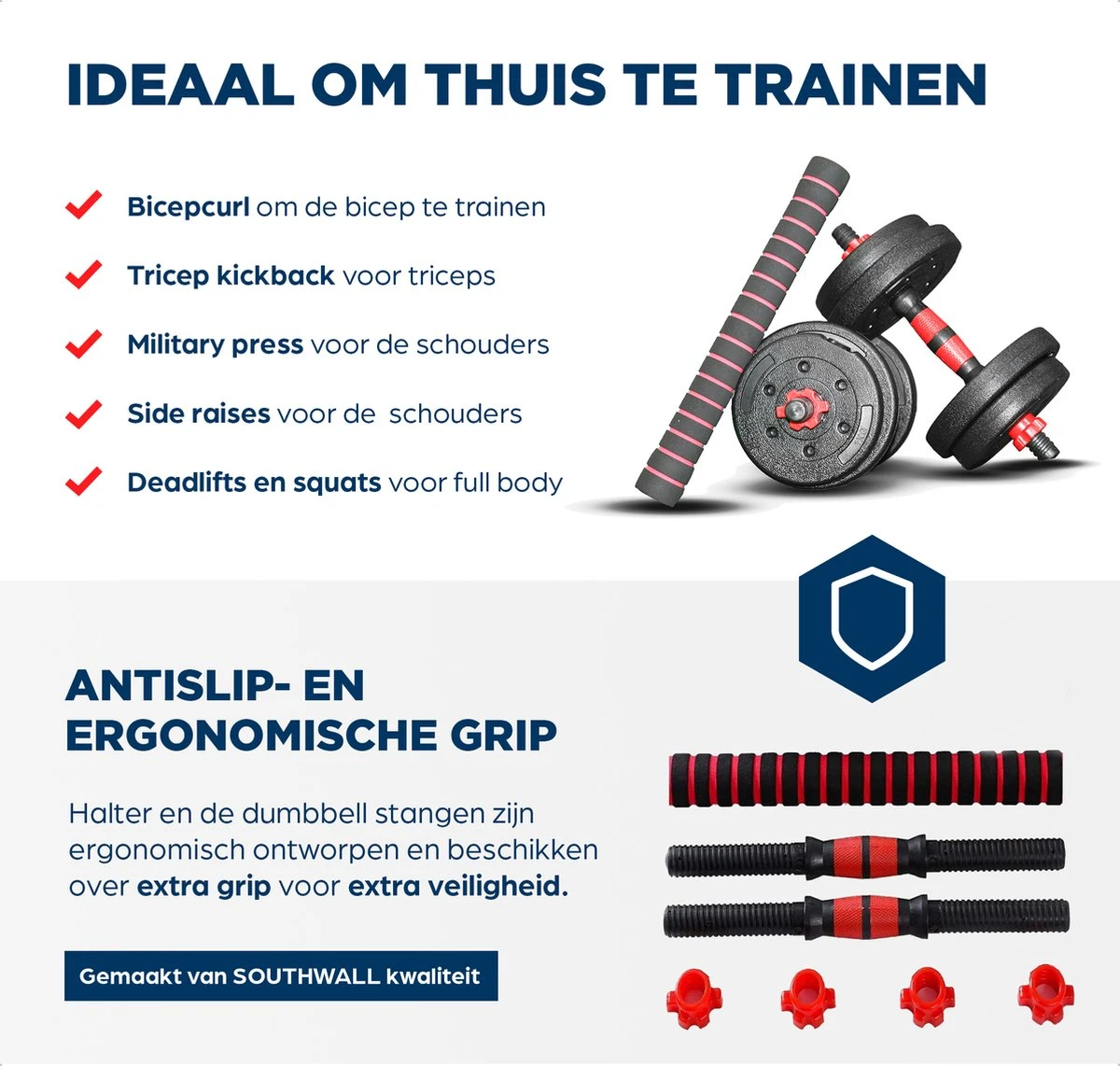 SOUTHWALL Dumbbells set Verstelbaar met halterstang tot 10kg – Verstelbare Halterset – Fitness Stang – Fitness Gewichten Set – Professionele 2-in-1 Dumbbellset – Gebruiksvriendelijk – Multifunctioneel – Dumbell set 10 kg – Rood/Zwart SOUTHWALL Dumbbells Set Verstelbaar Met Halterstang Tot 10kg – Verstelbare Halterset – Fitness Stang – Fitness Gewichten Set – Professionele 2-in-1 Dumbbellset – Gebruiksvriendelijk – Multifunctioneel – Dumbell Set 10 Kg – Rood/Zwart -Fitnessapparatuur Serie Winkel 1200x1142 17
