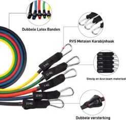 Athletix Weerstandsbanden XL Set - Handvaten - Enkelbanden - Gratis Draagtas & Oefeningen - 5 Resistance Bands -Fitnessapparatuur Serie Winkel 1200x1143 5