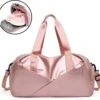Merkloos Pink Gloss Duffel Bag | Medium Dames Sport Tas | 30 Liter - Roze -Fitnessapparatuur Serie Winkel 1200x1147 8