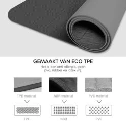 Eco Yoga Mat - Inclusief Draagriem - Fitness MatAnti Slip - Extra Dik (6 Mm) - 183 X 61 X 0,6 Cm - Zwart - Diverse Kleuren -Fitnessapparatuur Serie Winkel 1200x1153 3