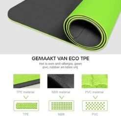 Eco Yoga Mat - Inclusief Draagriem - Anti Slip - Extra Dik (6 Mm) - 183 X 61 X 0,6 Cm - Zwart/Groen - Diverse Kleuren -Fitnessapparatuur Serie Winkel 1200x1153 6