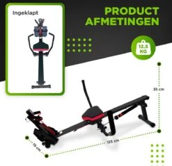 MaxedMore Roeitrainer - Fitness Roeimachine - Roeiapparaat Met Weerstand - Fitness Apparaten Voor Thuis - Hometrainer - 12 Weerstanden - Inklapbaar - Zwart -Fitnessapparatuur Serie Winkel 1200x1159