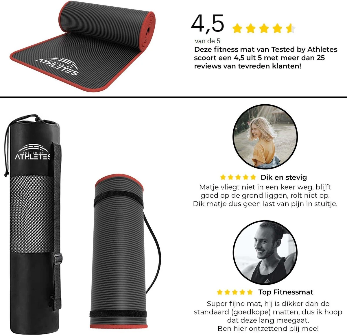 Tested by Athletes Pro II Fitnessmat + E-Book met oefeningen - 183 x 61 x 1cm NBR Foam - Oefenmat met draagtas- en riem - Voor Fitnessoefeningen en Yoga oefeningen Tested By Athletes Pro II Fitnessmat + E-Book Met Oefeningen - 183 X 61 X 1cm NBR Foam - Oefenmat Met Draagtas- En Riem - Voor Fitnessoefeningen En Yoga Oefeningen -Fitnessapparatuur Serie Winkel 1200x1159 4