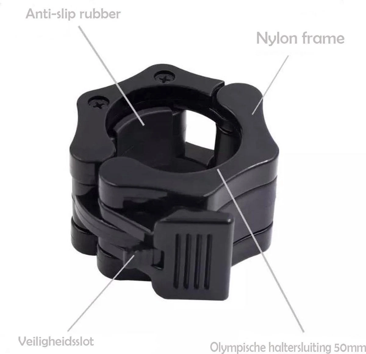 MJ Sports Premium Jaw Collar Set - Haltersluitingen - Halterklemmen - Halterstangsluiting - Jaw Collars - Olympic Barbell - Fitness - Set van 2 - 50mm - Zwart MJ Sports Premium Jaw Collar Set - Haltersluitingen - Halterklemmen - Halterstangsluiting - Jaw Collars - Olympic Barbell - Fitness - Set Van 2 - 50mm - Zwart -Fitnessapparatuur Serie Winkel 1200x1160 10