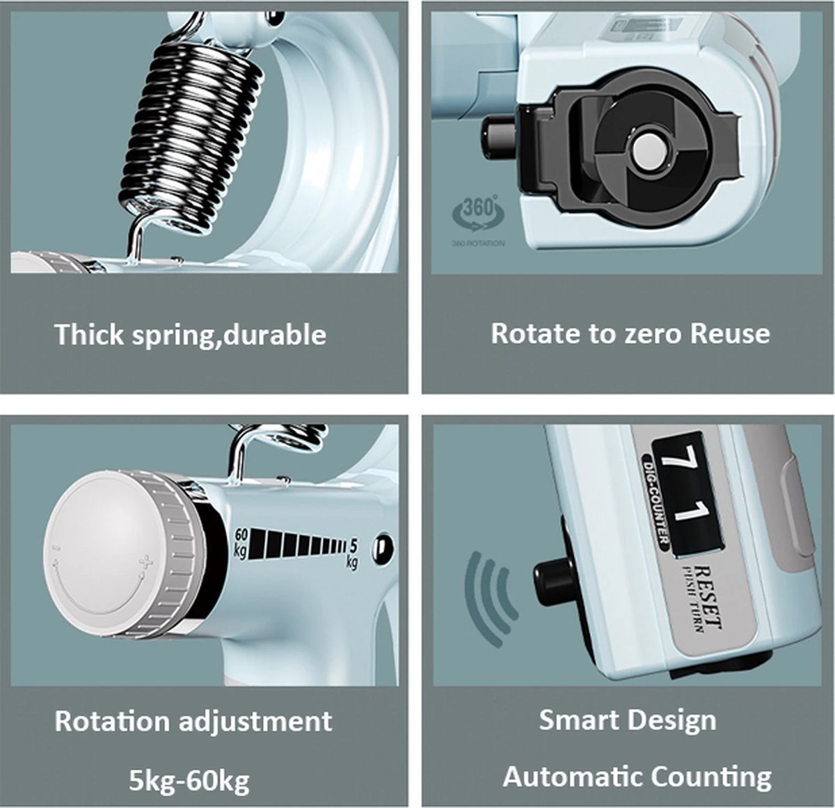 Handgrip Trainer Pro, fitness - Verstelbaar- Handknijper - Onderarm Trainer - Grip Trainer - Met Teller - 5 tot 60KG - Grijs Zwart Handgrip Trainer Pro, Fitness - Verstelbaar- Handknijper - Onderarm Trainer - Grip Trainer - Met Teller - 5 Tot 60KG - Grijs Zwart -Fitnessapparatuur Serie Winkel 1200x1161 10