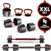 Venom Sports Verstelbare Dumbbell Set Tot 40kg - Professioneel 3-in-1 Halterset Gewichten - Dumbbells, Halterstang En Kettlebells - Zwart