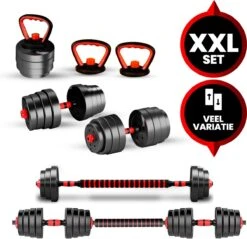 Venom Sports Verstelbare Dumbbell Set Tot 40kg - Professioneel 3-in-1 Halterset Gewichten - Dumbbells, Halterstang En Kettlebells - Zwart