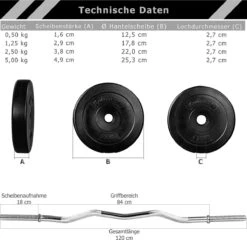 Curlstang - Curl Bar - Gewichten - Curlstang Met Gewichten - Ez Bar - Halterstang - Halterstang 25mm - 23.5 Kg - Inclusief Stersluitingen - Zwart - 120 Cm -Fitnessapparatuur Serie Winkel 1200x1165 12