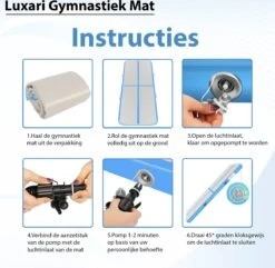 Luxari - AirTrack Pro - 3 Meter - Inclusief Opbergtas, Reparatie-kit & 600W Elektrische Pomp - Turnmatten - Gymnastiek Turnmat - Fitness Matten -Fitnessapparatuur Serie Winkel 1200x1173 12