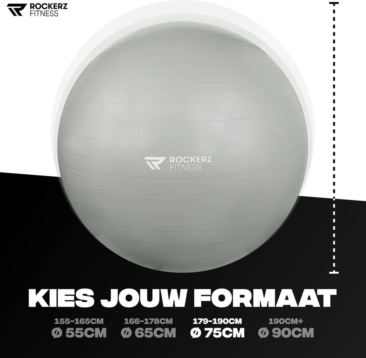Rockerz Fitness® - Yoga bal inclusief pomp - Pilates bal - Fitness bal - Zwangerschapsbal - Goede houding bij het thuiswerken - 75 cm - kleur: Grijs Rockerz Fitness® - Yoga Bal Inclusief Pomp - Pilates Bal - Fitness Bal - Zwangerschapsbal - Goede Houding Bij Het Thuiswerken - 75 Cm - Kleur: Grijs -Fitnessapparatuur Serie Winkel 1200x1173 14