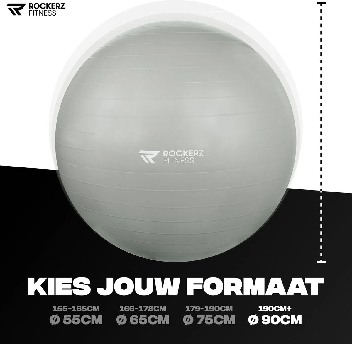 Rockerz Fitness® - Yoga bal inclusief pomp - Pilates bal - Fitness bal - Zwangerschapsbal - Goede houding bij het thuiswerken - 90 cm - kleur: Grijs Rockerz Fitness® - Yoga Bal Inclusief Pomp - Pilates Bal - Fitness Bal - Zwangerschapsbal - Goede Houding Bij Het Thuiswerken - 90 Cm - Kleur: Grijs -Fitnessapparatuur Serie Winkel 1200x1173 8