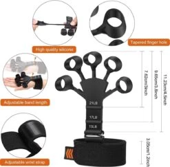 AyFit - Vinger Gripper Bekend Van TikTok - Onderarm Trainer - Vingertrainer - Hand Trainer - Grip Trainer - Siliconen - Weerstand Band - Spierversterker - Hand - Vinger - 1 Stuk - Zwart -Fitnessapparatuur Serie Winkel 1200x1180 16