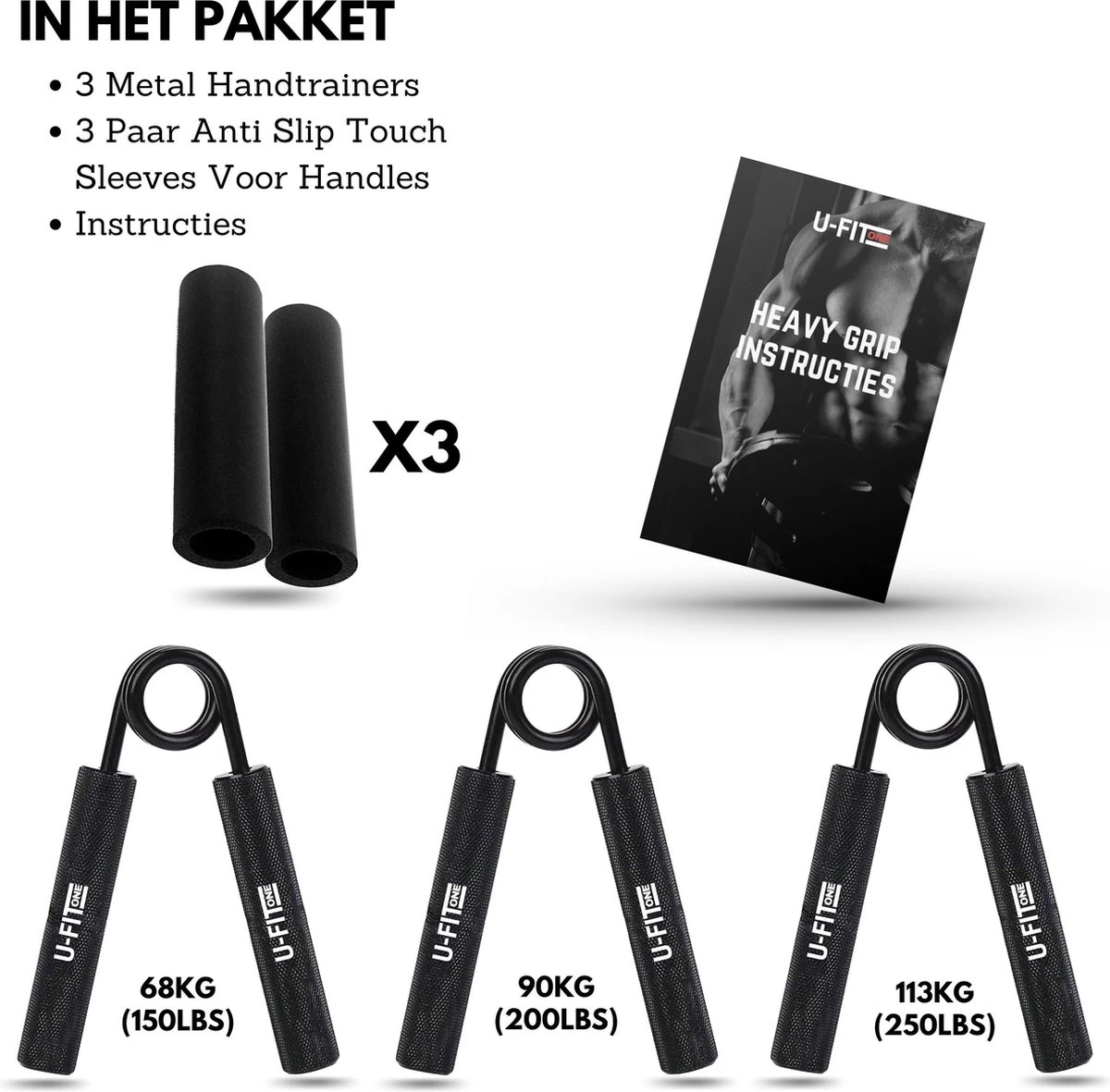 U-Fit One 3 delige Metal Handtrainer Set - 68kg, 90kg, 113kg - Grip trainer - Handknijper - Knijphalter - Armtrainer - Hand knijper - Handgripper - Heavy gripper - Onderarm - Buigveer U-Fit One 3 Delige Metal Handtrainer Set - 68kg, 90kg, 113kg - Grip Trainer - Handknijper - Knijphalter - Armtrainer - Hand Knijper - Handgripper - Heavy Gripper - Onderarm - Buigveer -Fitnessapparatuur Serie Winkel 1200x1181 17