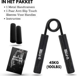 U-Fit One Metal Handtrainer 45kg Met 2 Soft Touch Sleeves - Handknijper- Grip Trainer - Knijphalter - Armtrainer - Hand Knijper - Handgripper - Heavy Gripper - Onderarm - Buigveer 9 U-Fit One Metal Handtrainer 45kg Met 2 Soft Touch Sleeves - Handknijper- Grip Trainer - Knijphalter - Armtrainer - Hand Knijper - Handgripper - Heavy Gripper - Onderarm - Buigveer -Fitnessapparatuur Serie Winkel 1200x1182 8