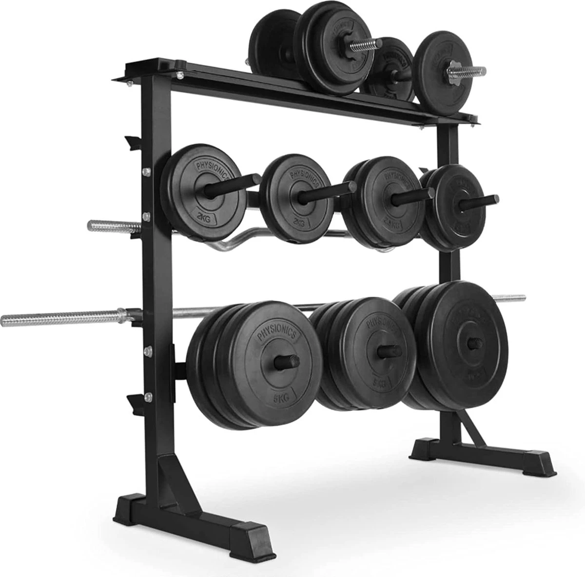Halterrek - Halterstandaard - Halter standaard - Dumbbell rek - Gewichtenrek - 3 niveaus - Zwart Halterrek - Halterstandaard - Halter Standaard - Dumbbell Rek - Gewichtenrek - 3 Niveaus - Zwart -Fitnessapparatuur Serie Winkel 1200x1184 22
