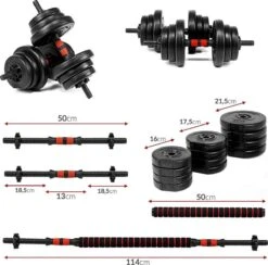 SOUTHWALL Dumbbells Set Verstelbaar Met Halterstang Tot 30kg – Verstelbare Halterset – Fitness Stang – Fitness Gewichten Set – Professionele 2-in-1 Dumbbellset – Gebruiksvriendelijk – Multifunctioneel – Dumbell Set 30 Kg – Rood/Zwart -Fitnessapparatuur Serie Winkel 1200x1185 10