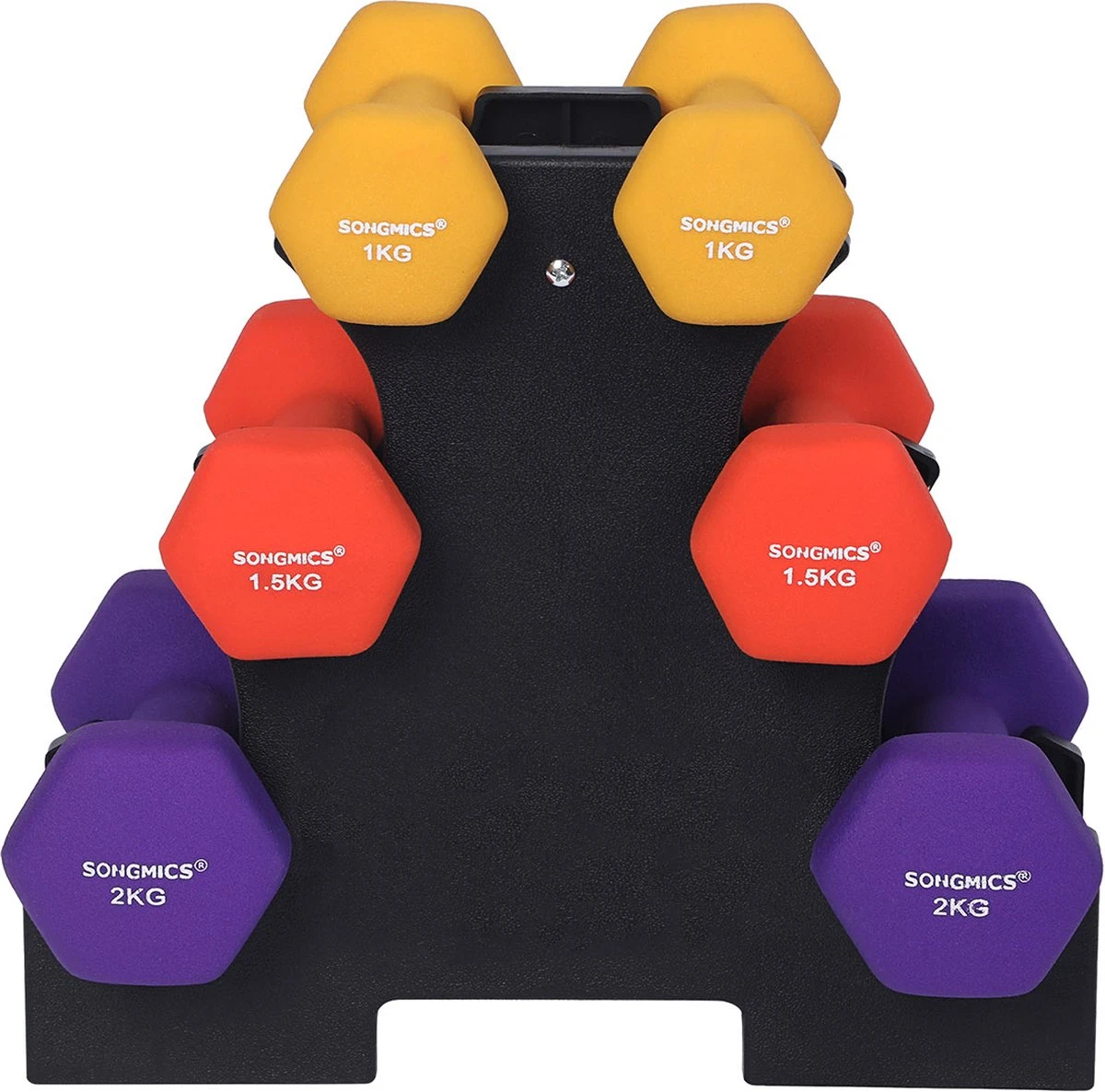 Dumbells - Halterset - Gewichten - Dumbells set - Gewichten fitness - Met halterstandaard - Inclusief 9 kg gewichten- Meerkleurig - Zwart Songmics Dumbells - Halterset - Gewichten - Dumbells Set - Gewichten Fitness - Met Halterstandaard - Inclusief 9 Kg Gewichten- Meerkleurig - Zwart -Fitnessapparatuur Serie Winkel 1200x1186 17