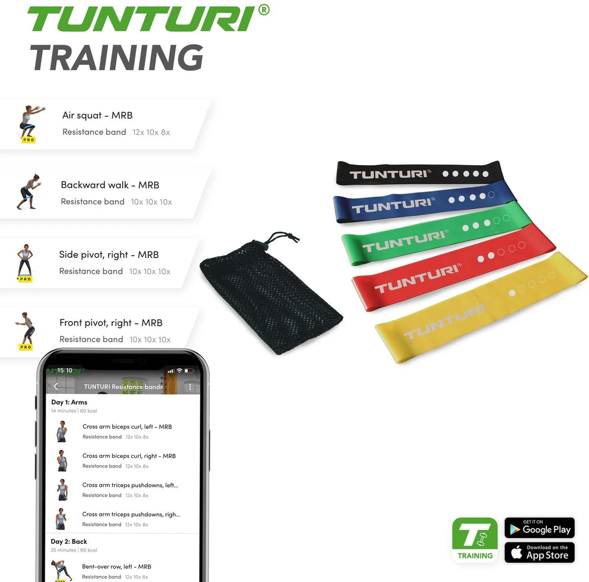 Tunturi Resistance Band Set - Weerstandsbanden - Fitness elastiek - 5 stuks - Incl. gratis fitness app Tunturi Resistance Band Set - Weerstandsbanden - Fitness Elastiek - 5 Stuks - Incl. Gratis Fitness App -Fitnessapparatuur Serie Winkel 1200x1186 9