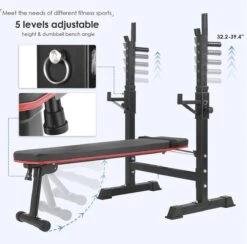 Bench Press - Halterbank - Sportbank - Fitnessbank - Multifunctioneel - Opvouwbaar - Volledig Instelbaar - Max Belasting 200kg -Fitnessapparatuur Serie Winkel 1200x1187 22