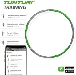 Tunturi Fitness Hoelahoep - Fitness Hoepel - Fitness Hulahoop - 1,8 Kg - Groen/Grijs - Incl. Gratis Fitness App -Fitnessapparatuur Serie Winkel 1200x1187 4