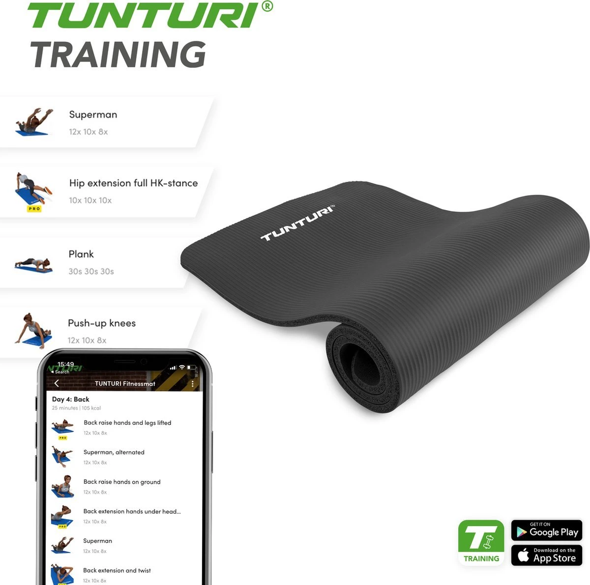 Tunturi fitnessmat - Yogamat - Sportmat gemaakt van zacht NBR materiaal - 180 x 60 x 1,5cm - Zwart - Incl. gratis fitness app Tunturi Fitnessmat - Yogamat - Sportmat Gemaakt Van Zacht NBR Materiaal - 180 X 60 X 1,5cm - Zwart - Incl. Gratis Fitness App -Fitnessapparatuur Serie Winkel 1200x1191 13