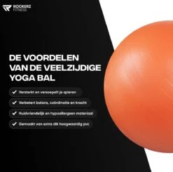 Rockerz Fitness® - Yoga Bal Inclusief Pomp - Pilates Bal - Fitness Bal - Zwangerschapsbal - Goede Houding Bij Het Thuiswerken - 75 Cm - Kleur: Oranje -Fitnessapparatuur Serie Winkel 1200x1191 7