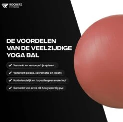 Rockerz Fitness® - Yoga Bal Inclusief Pomp - Pilates Bal - Fitness Bal - Zwangerschapsbal - Goede Houding Bij Het Thuiswerken - 75 Cm - Kleur: Rose Gold -Fitnessapparatuur Serie Winkel 1200x1191 9