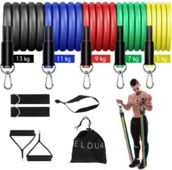 Eldur® Weerstandsbanden Set - 11-delige Set - Resistance Bands - Fitness Elastiek Set