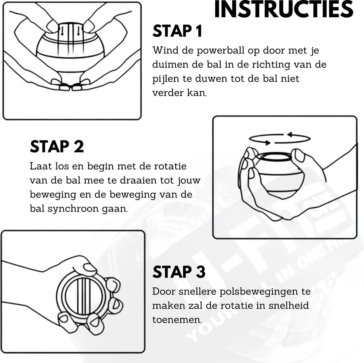 U-Fit One PowerBall met Autostart - Forceball - WristBall - Spinner - Handtrainer - Polstrainer - Stressbal - Zwart U-Fit One PowerBall Met Autostart - Forceball - WristBall - Spinner - Handtrainer - Polstrainer - Stressbal - Zwart -Fitnessapparatuur Serie Winkel 1200x1196 16