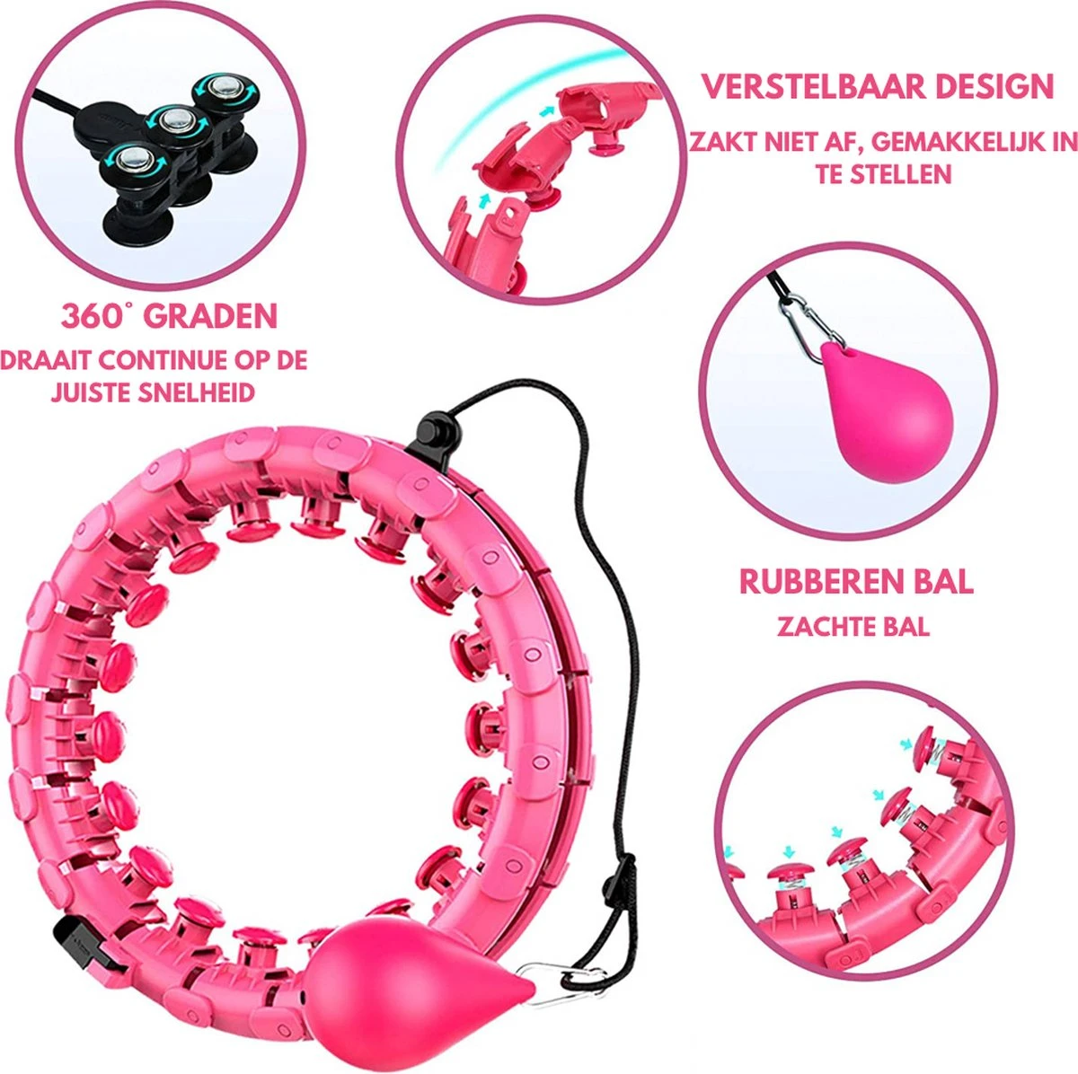 Hula Hoop Fitness - Met gewicht - Hoepel Fitness - Volwassenen & Kinderen - Roze - Afvallen - Afslanken Hula Hoop Fitness - Met Gewicht - Hoepel Fitness - Volwassenen & Kinderen - Roze - Afvallen - Afslanken -Fitnessapparatuur Serie Winkel 1200x1196 5