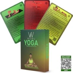 WEBU 51 Yoga Kaarten - Yoga Trainingskaarten - Yoga Oefeningen - Yoga Voor Thuis - Sporten - Fitness - Mat - Pilates - Incl. GRATIS Professionele Trainingsvideo’s