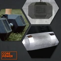 Core Power Hexa Dumbells Set - 2x 6 Kg - Gewichten Met Rubber Coating En Verchroomde Grip - Geschikt Voor Professioneel Gebruik, CrossFit En Thuis Fitness - Verkrijgbaar Van 1 Tm 25 Kg -Fitnessapparatuur Serie Winkel 1200x1197 27